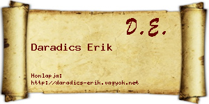 Daradics Erik névjegykártya
